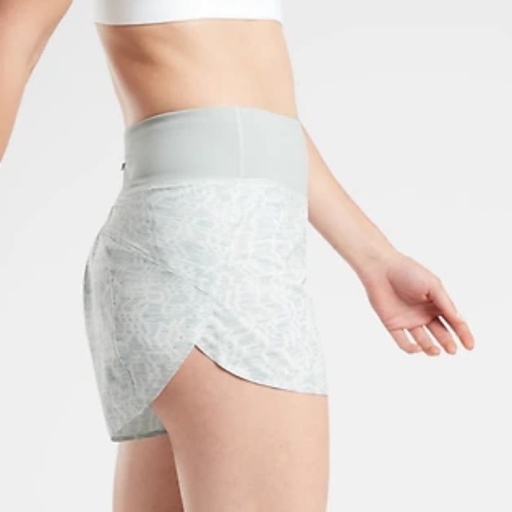 Athleta Run With It Shorts Cheetah Printed Grey Workout High Rise Running XXSm